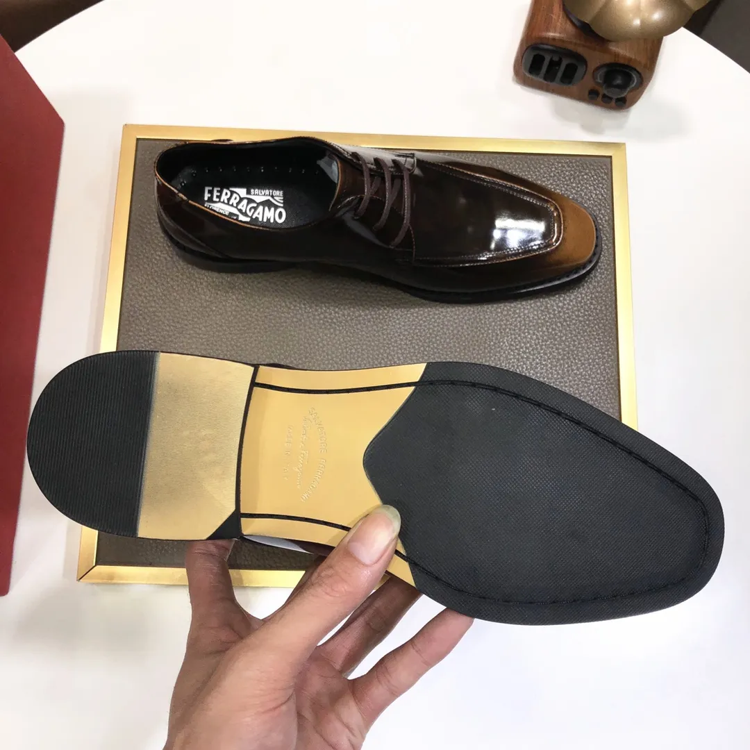Men's shoes 💰480💰[Ferragamo/Ferragamo] The latest model in the counter, original imported cowhide fabric + sheepskin lining + original luxury metal buckle + original combination outsole, no pressure in comparison 38--44 (custom-made for 45, non-refundable)